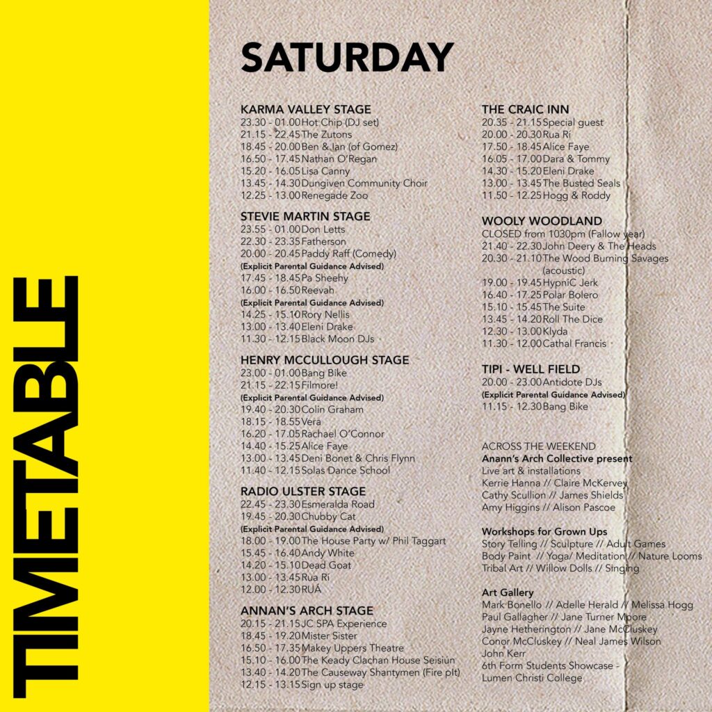 Saturday Stendhal Festival 2024 Line up